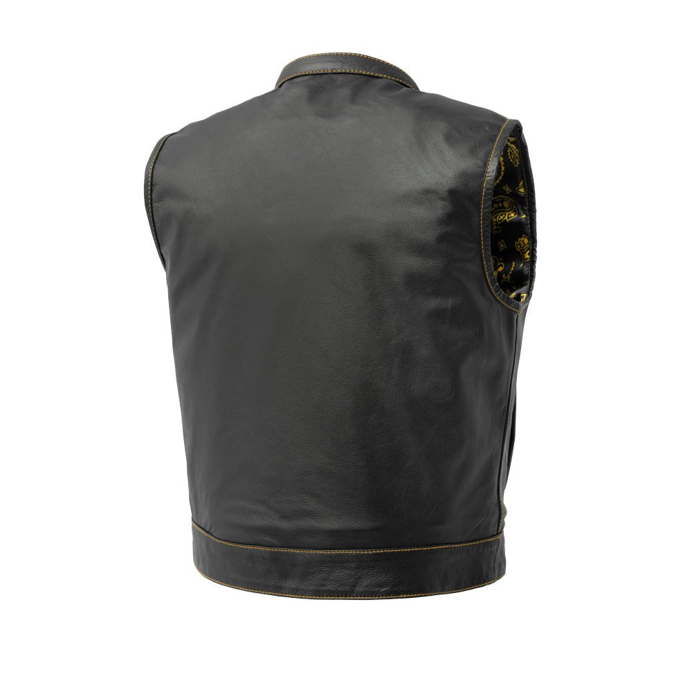 Tressivo-The Club Cut Men's Motorcycle Leather Vest, Multiple Color Options - Tressivo