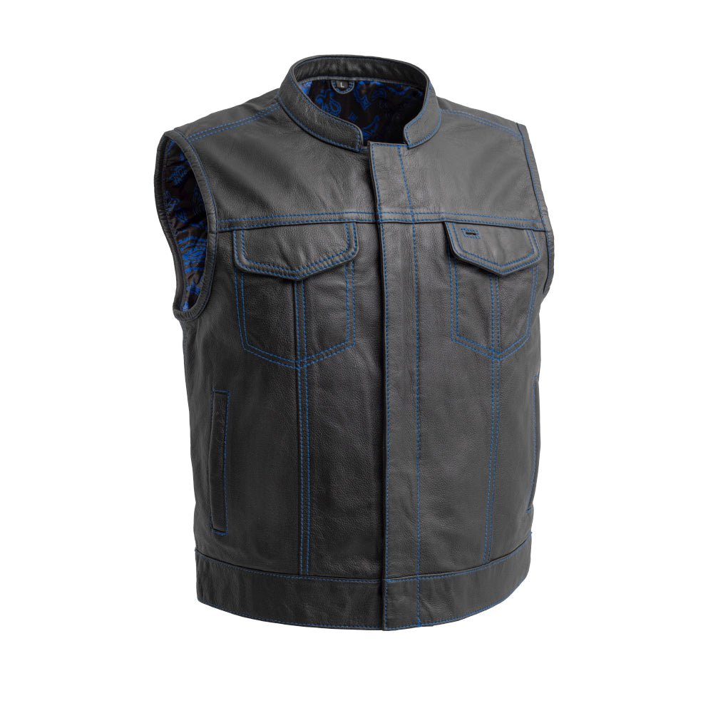 Tressivo-The Club Cut Men's Motorcycle Leather Vest, Multiple Color Options - Tressivo