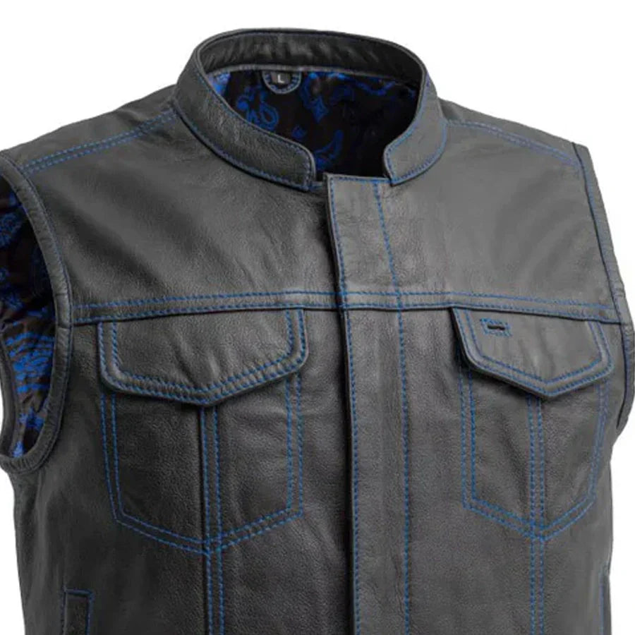 Tressivo-The Club Cut Men's Motorcycle Leather Vest, Multiple Color Options - Tressivo