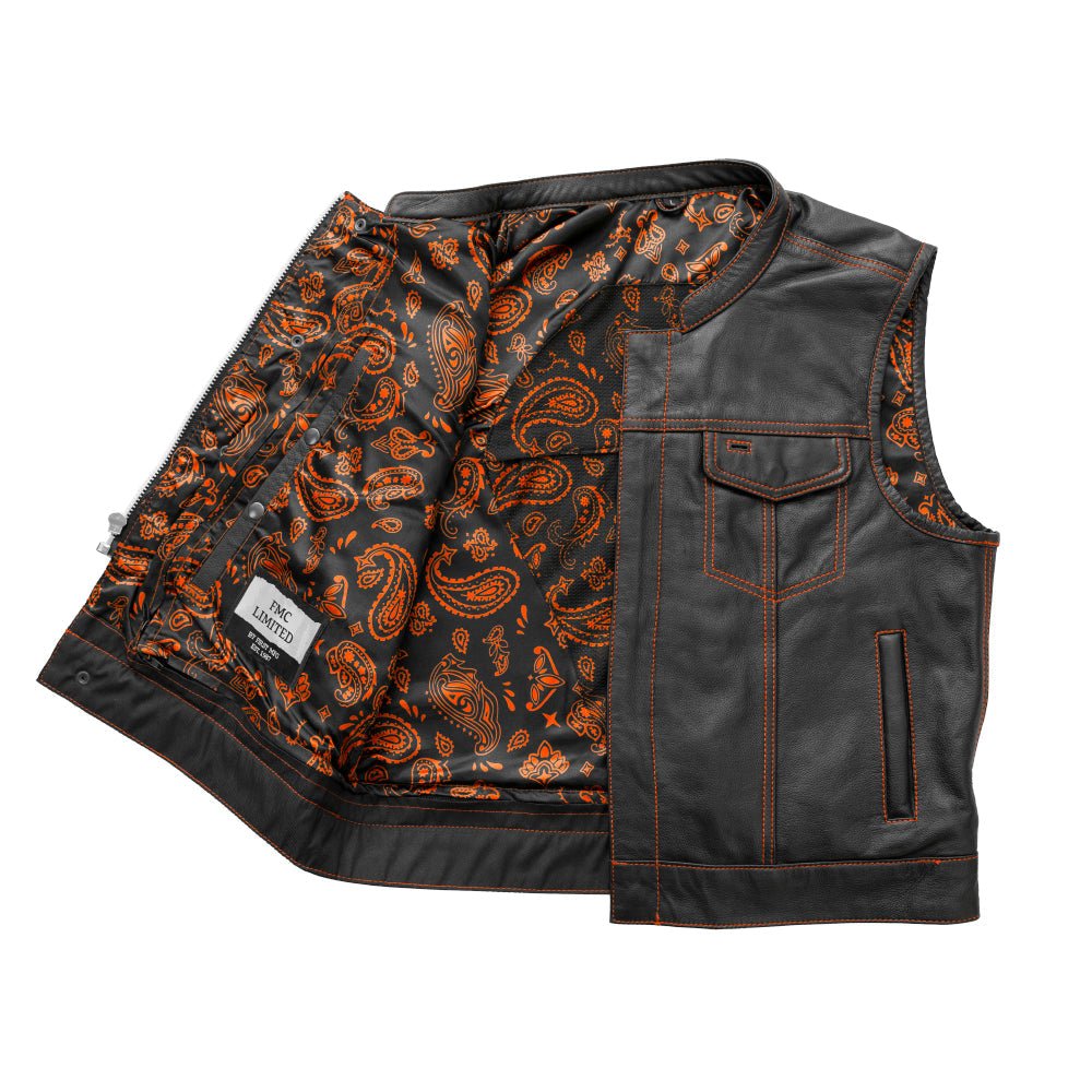 Tressivo-The Club Cut Men's Motorcycle Leather Vest, Multiple Color Options - Tressivo