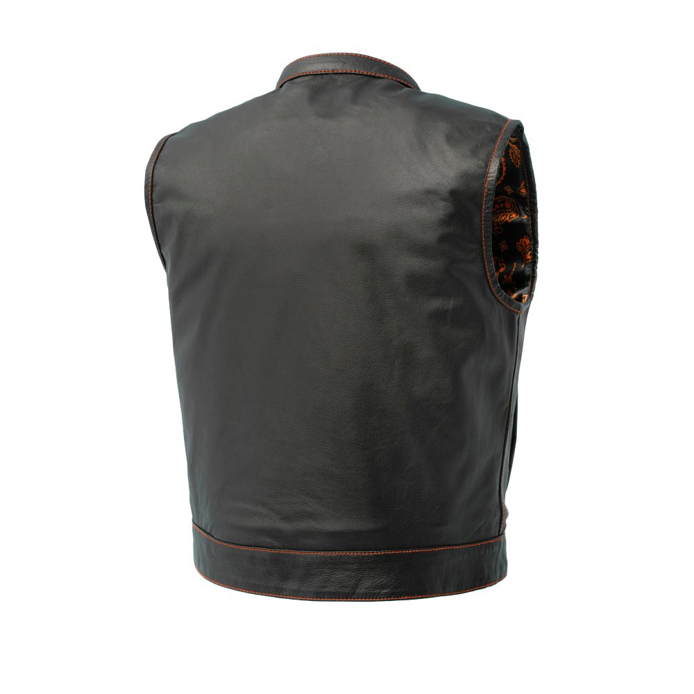 Tressivo-The Club Cut Men's Motorcycle Leather Vest, Multiple Color Options - Tressivo