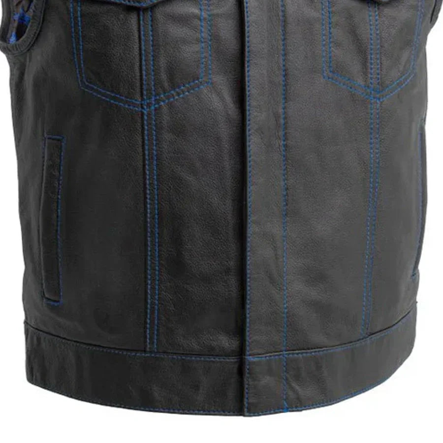Tressivo-The Club Cut Men's Motorcycle Leather Vest, Multiple Color Options - Tressivo