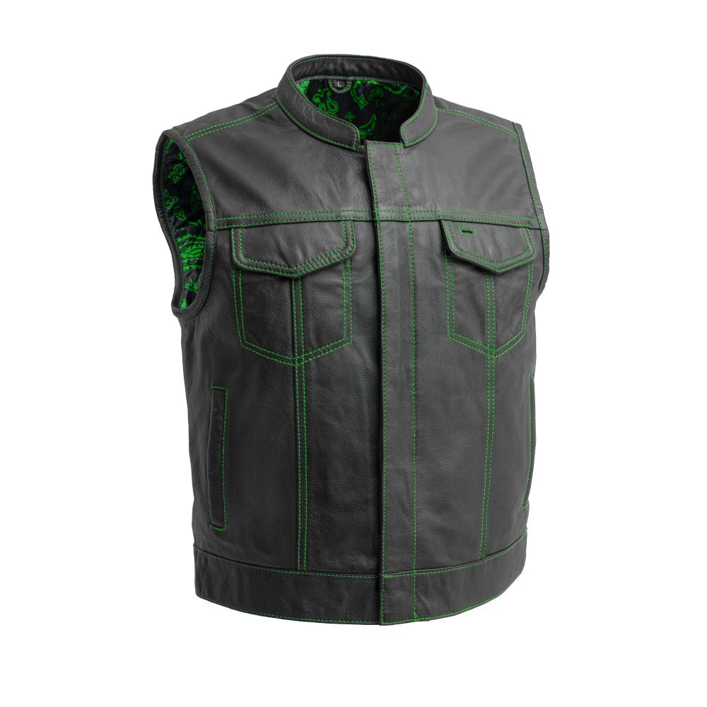 Tressivo-The Club Cut Men's Motorcycle Leather Vest, Multiple Color Options - Tressivo
