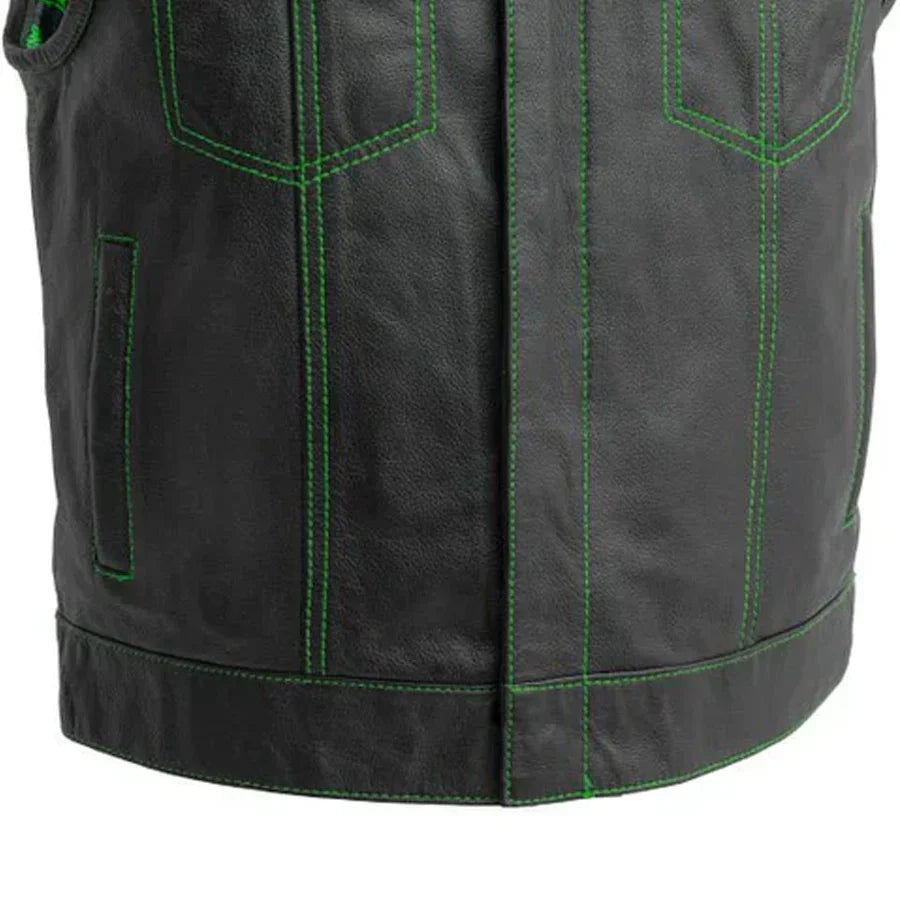 Tressivo-The Club Cut Men's Motorcycle Leather Vest, Multiple Color Options - Tressivo