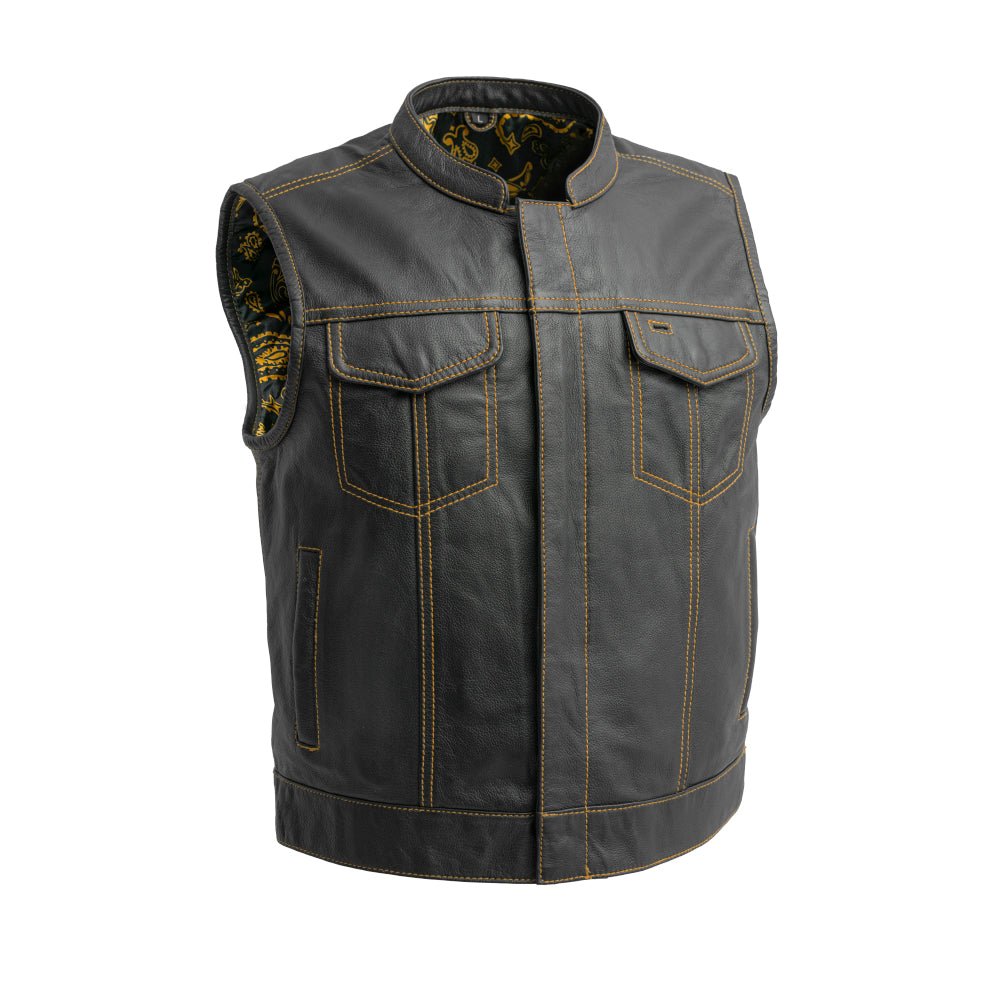 Tressivo-The Club Cut Men's Motorcycle Leather Vest, Multiple Color Options - Tressivo