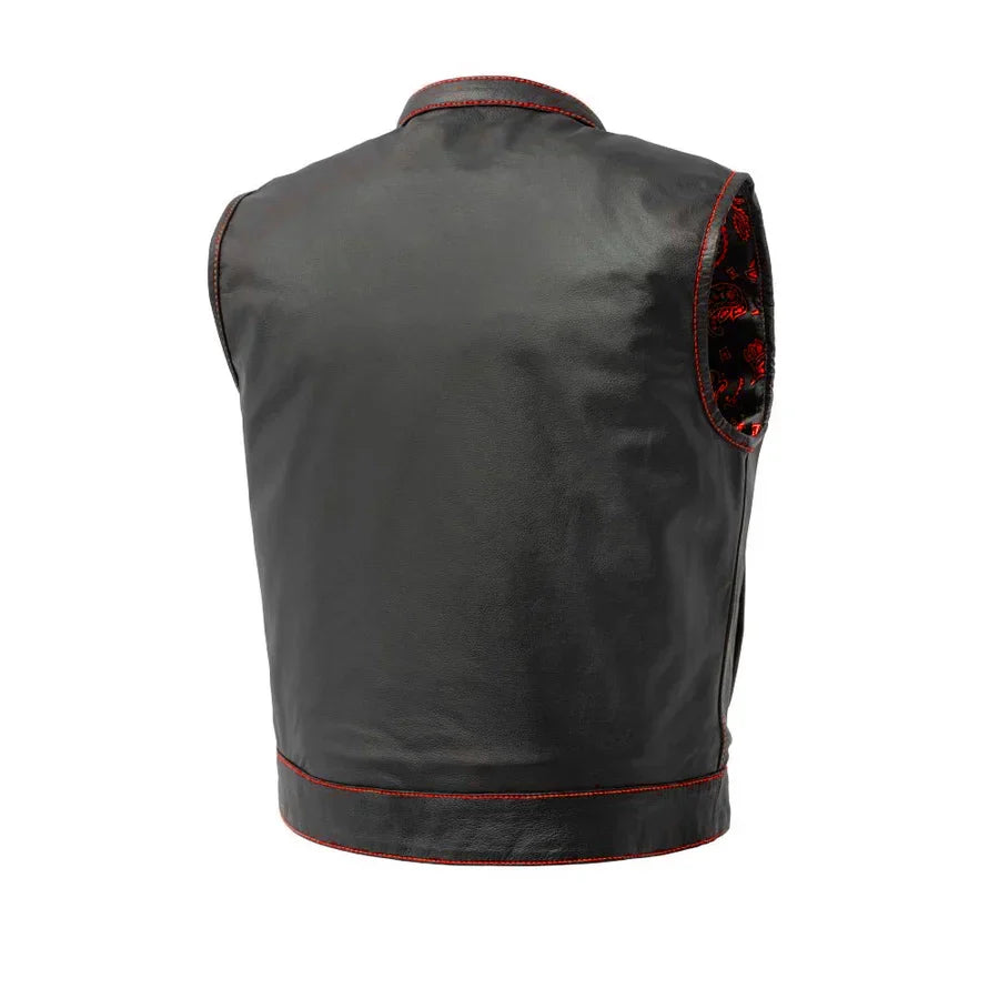 Tressivo-The Club Cut Men's Motorcycle Leather Vest, Multiple Color Options - Tressivo