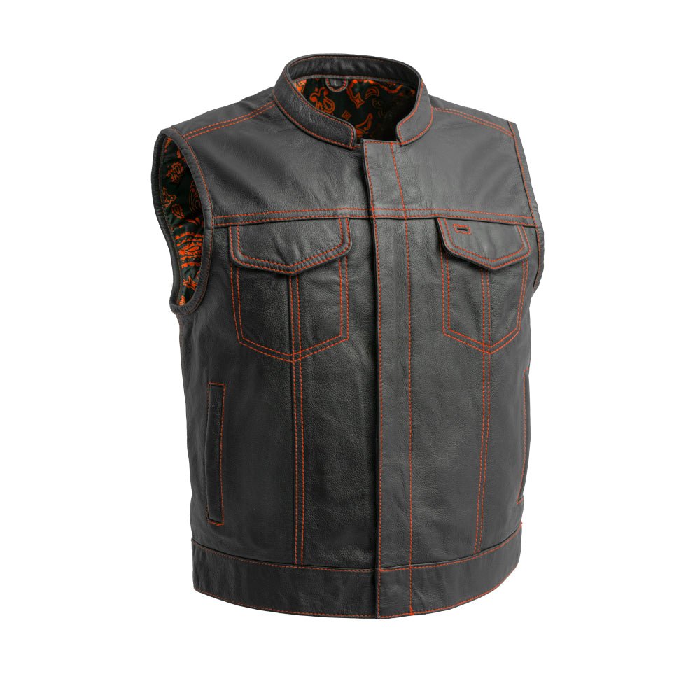 Tressivo-The Club Cut Men's Motorcycle Leather Vest, Multiple Color Options - Tressivo