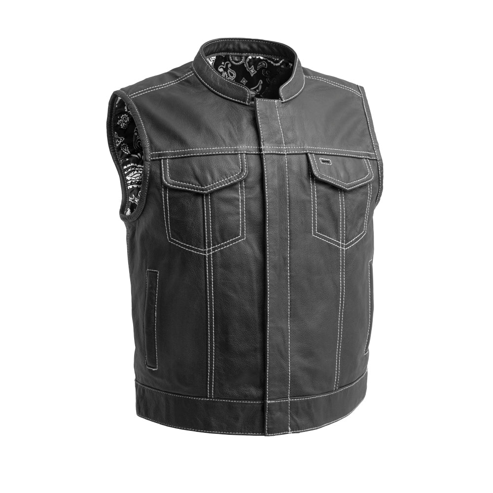 Tressivo-The Club Cut Men's Motorcycle Leather Vest, Multiple Color Options - Tressivo