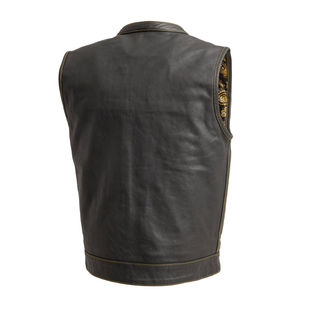 Tressivo-The Cut Men's Motorcycle Leather Vest, Multiple Color Options - Tressivo