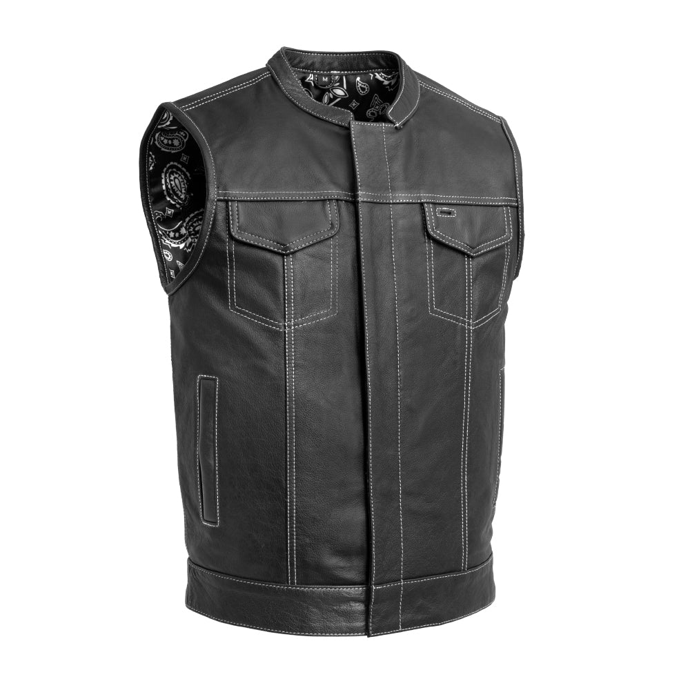 Tressivo-The Cut Men's Motorcycle Leather Vest, Multiple Color Options - Tressivo