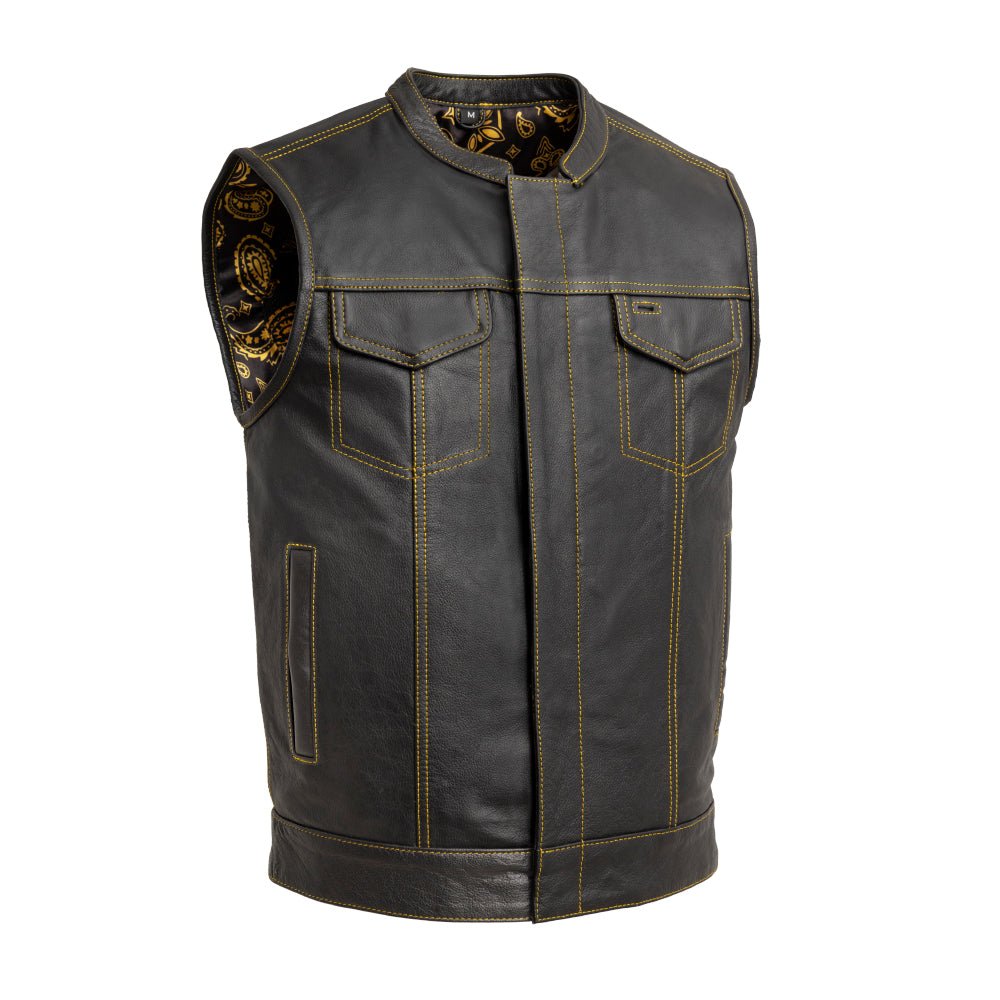 Tressivo-The Cut Men's Motorcycle Leather Vest, Multiple Color Options - Tressivo
