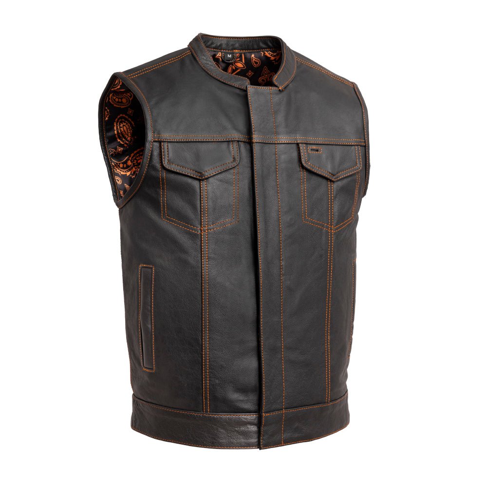 Tressivo-The Cut Men's Motorcycle Leather Vest, Multiple Color Options - Tressivo