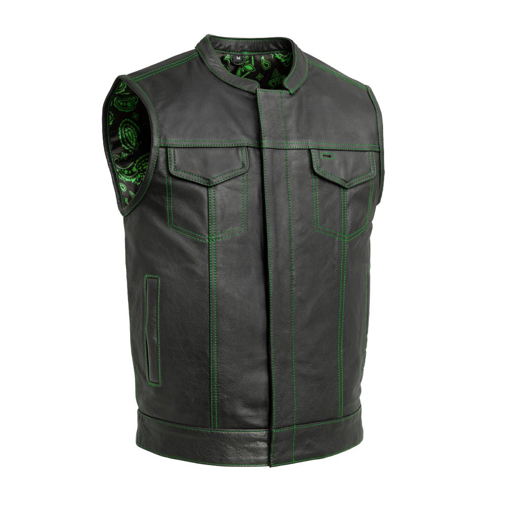 Tressivo-The Cut Men's Motorcycle Leather Vest, Multiple Color Options - Tressivo