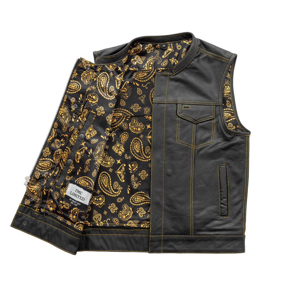 Tressivo-The Cut Men's Motorcycle Leather Vest, Multiple Color Options - Tressivo