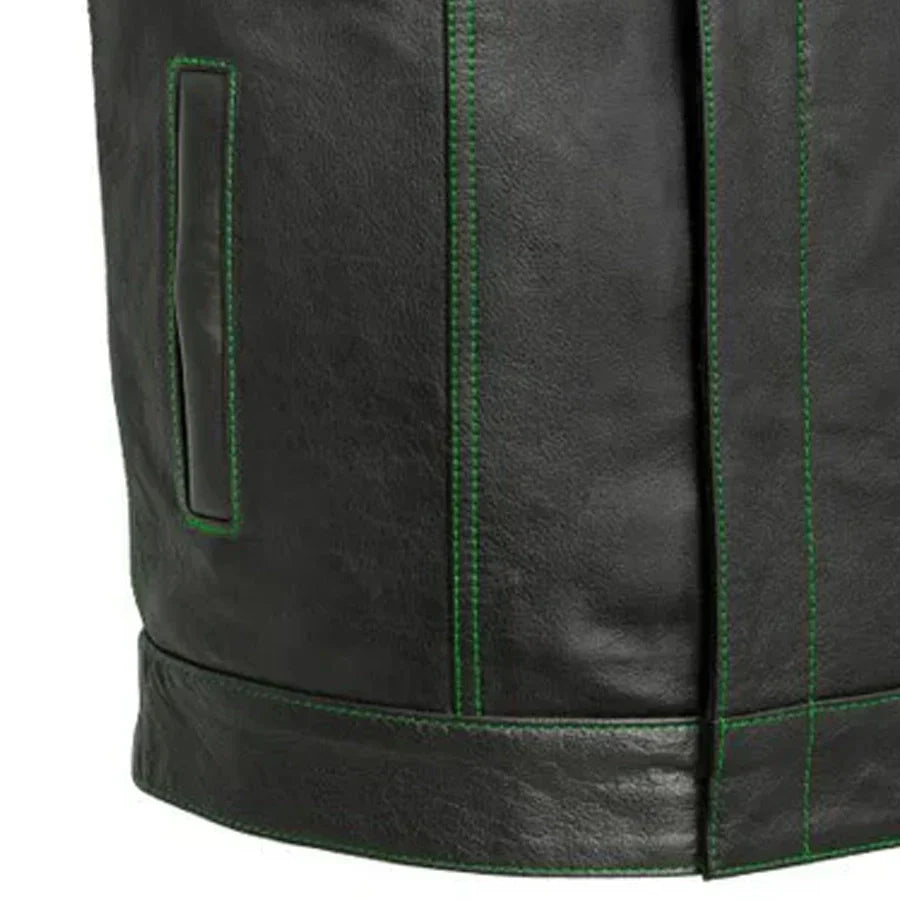 Tressivo-The Cut Men's Motorcycle Leather Vest, Multiple Color Options - Tressivo