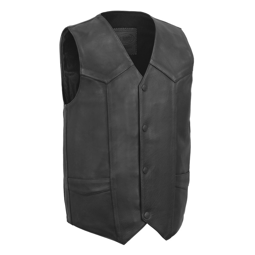 Tressivo-Tombstone Men's Motorcycle Western Style Leather Vest - Tressivo