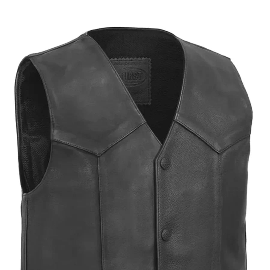 Tressivo-Tombstone Men's Motorcycle Western Style Leather Vest - Tressivo