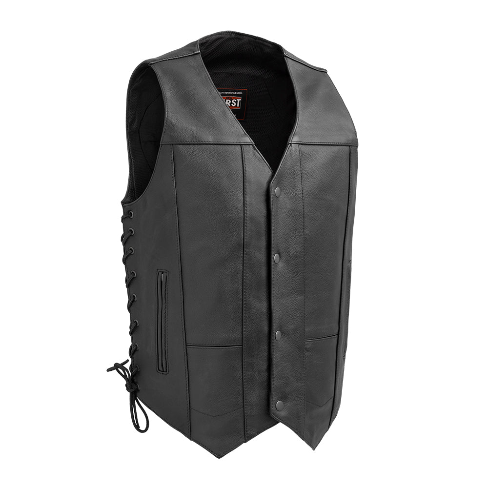 Tressivo-Top Biller Men's Motorcycle Western Style Leather Vest - Tressivo