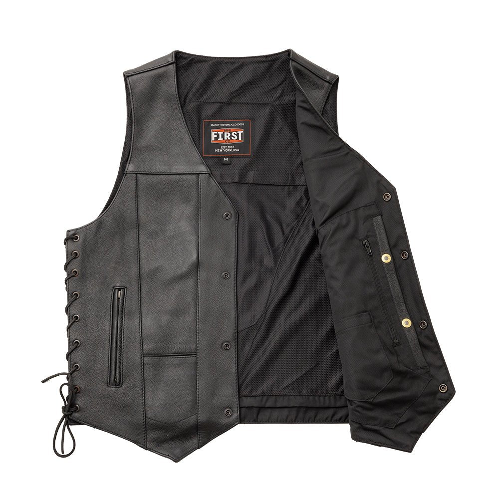 Tressivo-Top Biller Men's Motorcycle Western Style Leather Vest - Tressivo