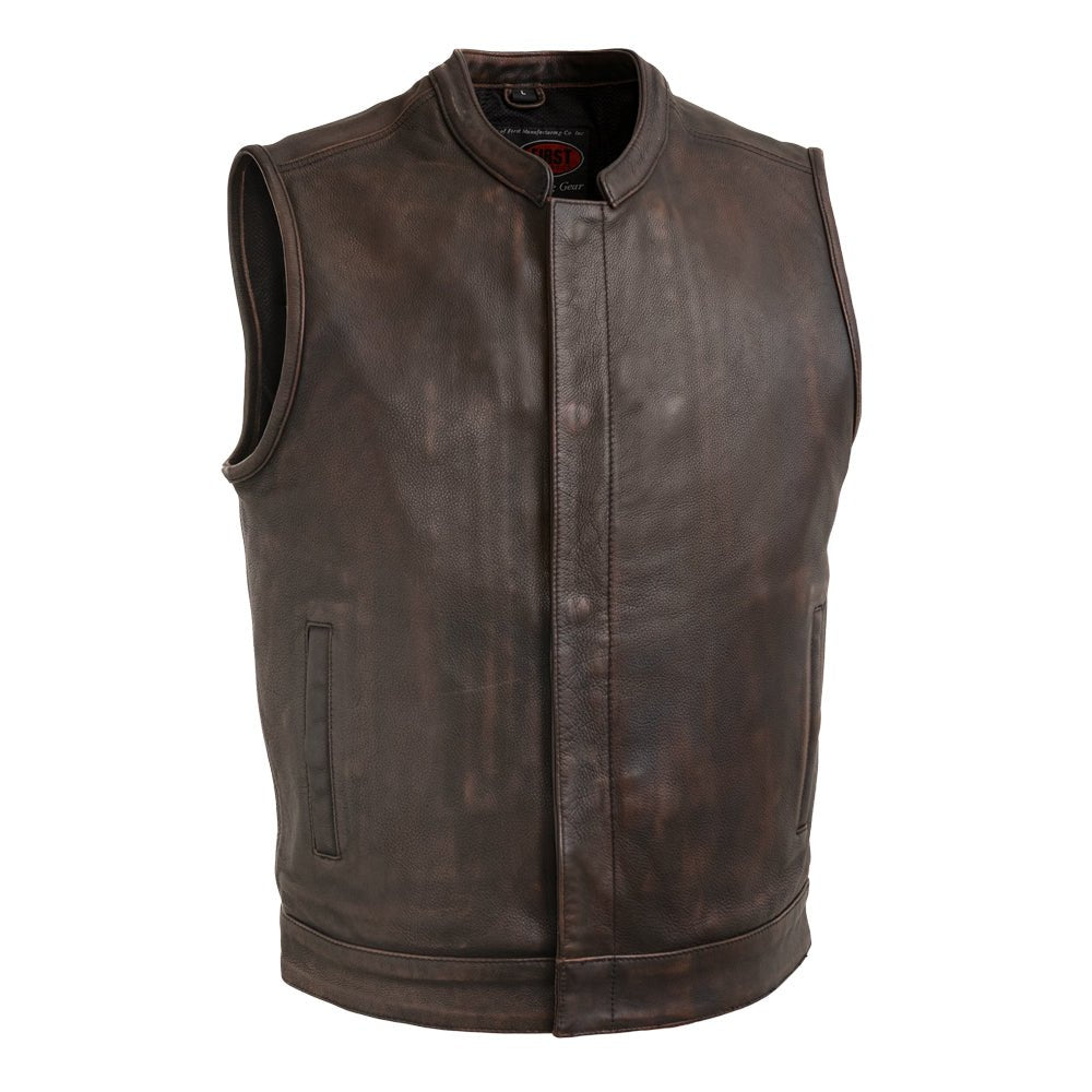 Tressivo-Top Rocker Men's Motorcycle Leather Vest - Tressivo