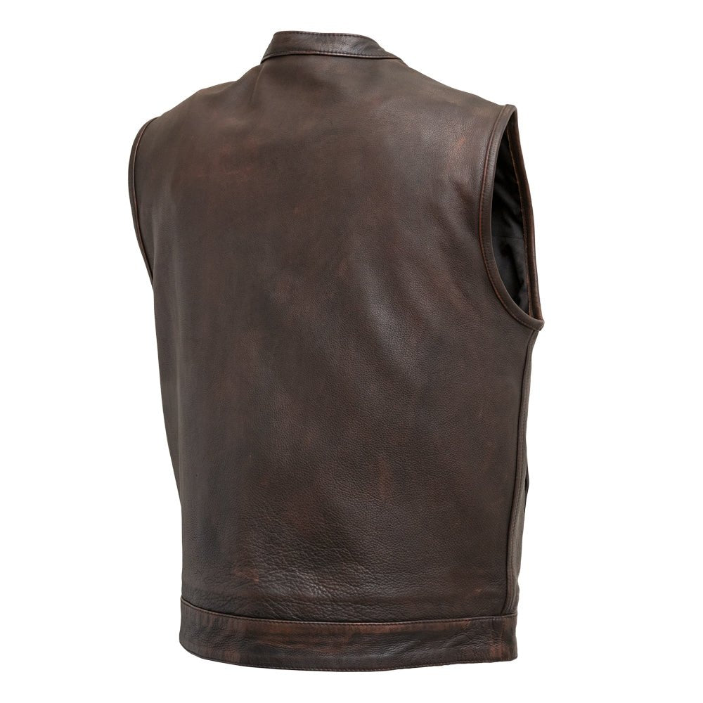 Tressivo-Top Rocker Men's Motorcycle Leather Vest - Tressivo