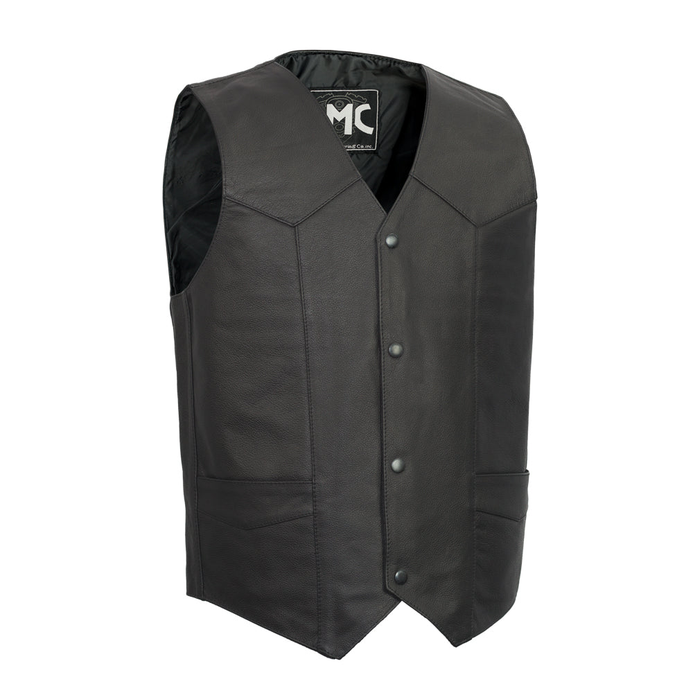 Top Shot Men's Motorcycle Western Style Leather Vest - Tressivo