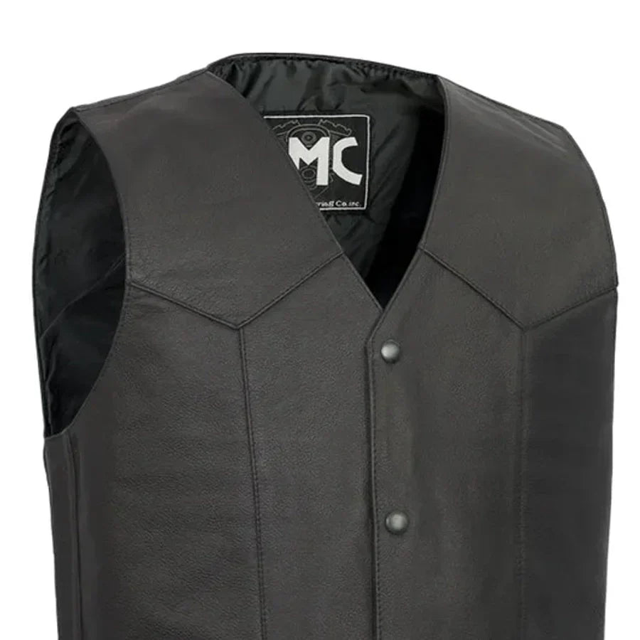 Top Shot Men's Motorcycle Western Style Leather Vest - Tressivo