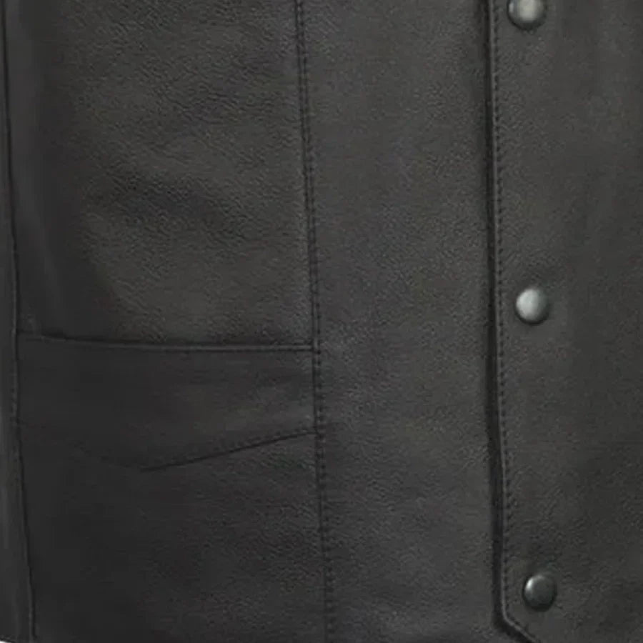 Top Shot Men's Motorcycle Western Style Leather Vest - Tressivo