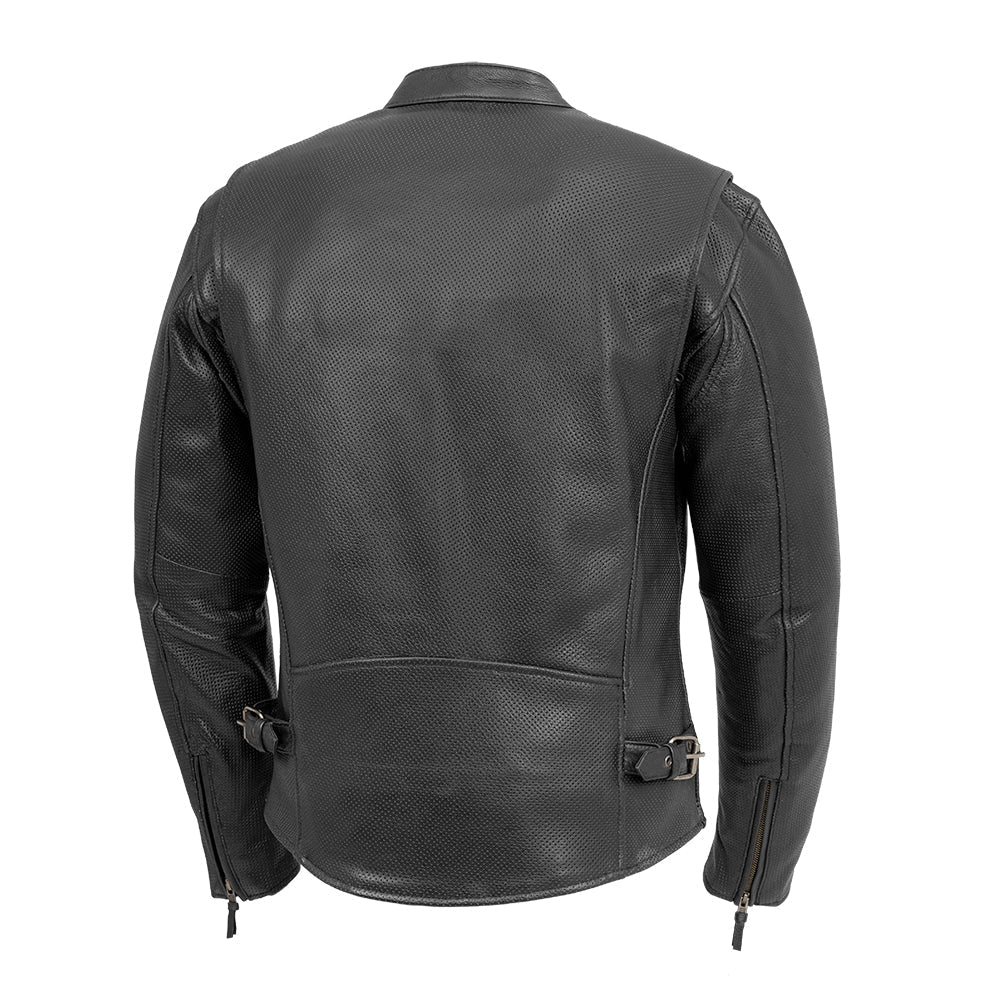 Tressivo-Turbine Men's Motorcycle Perforated Leather Jacket - Tressivo