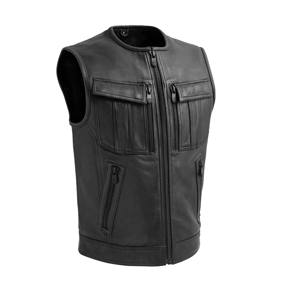 Tressivo-Unbeatable Men's Motorcycle Leather Vest - Tressivo