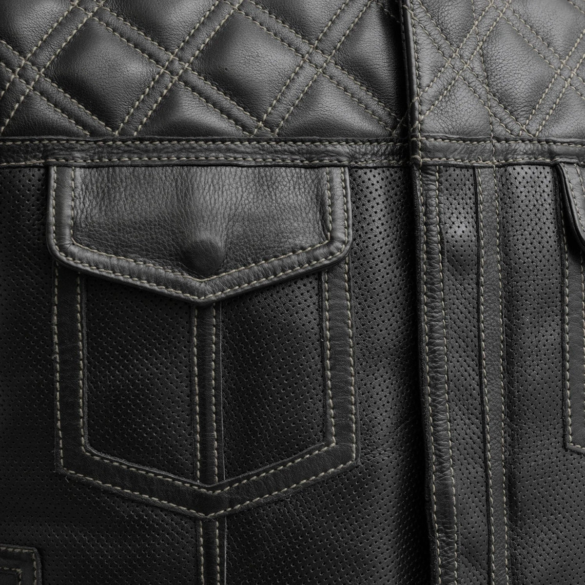Tressivo-Upside Perforated Men's Club Style Leather Vest - Tressivo
