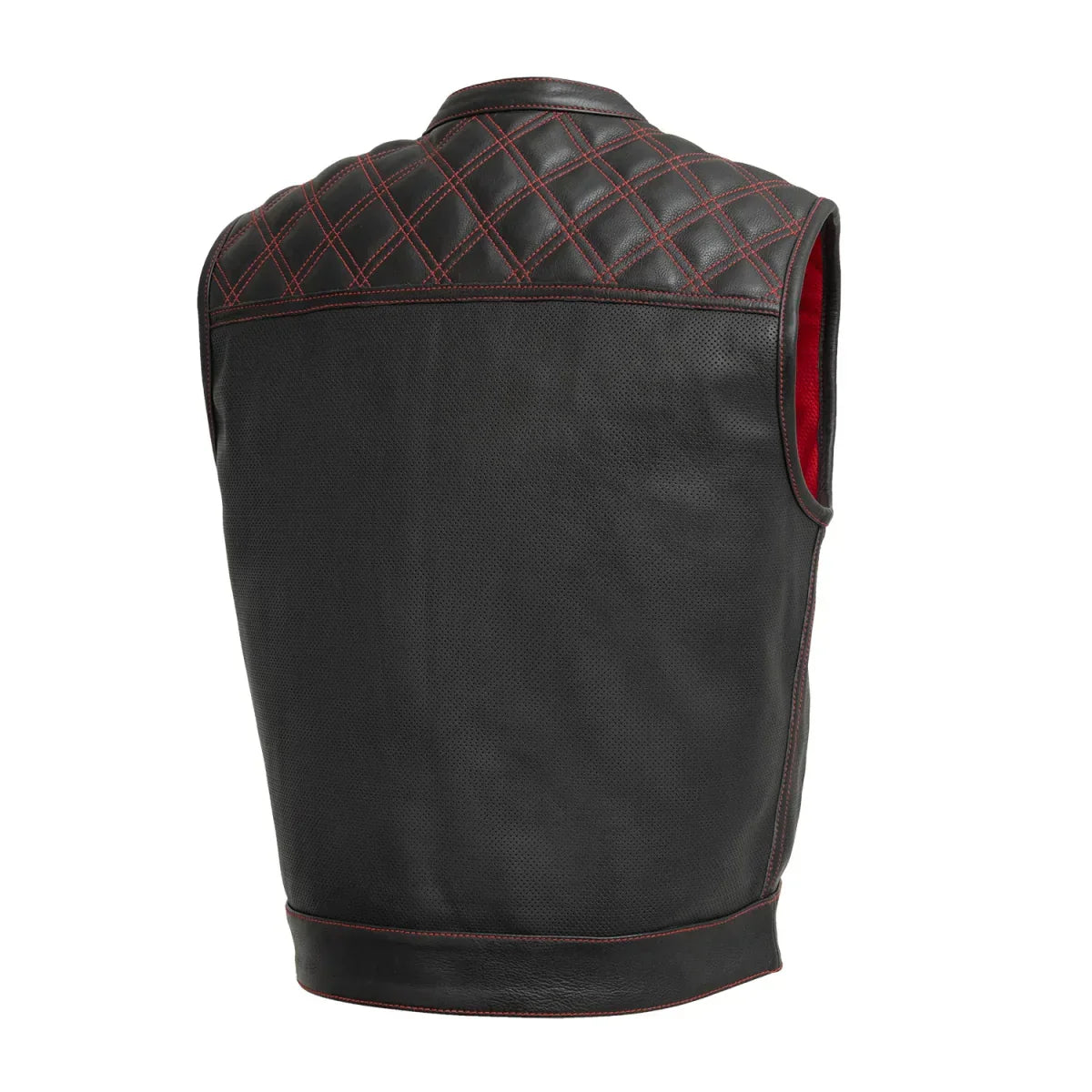 Tressivo-Upside Perforated Men's Club Style Leather Vest - Tressivo