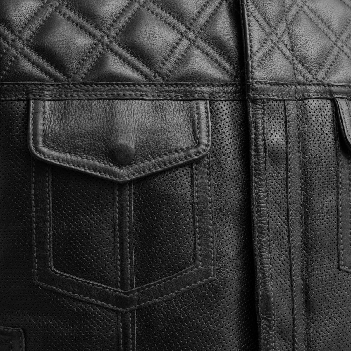 Tressivo-Upside Perforated Men's Club Style Leather Vest - Tressivo