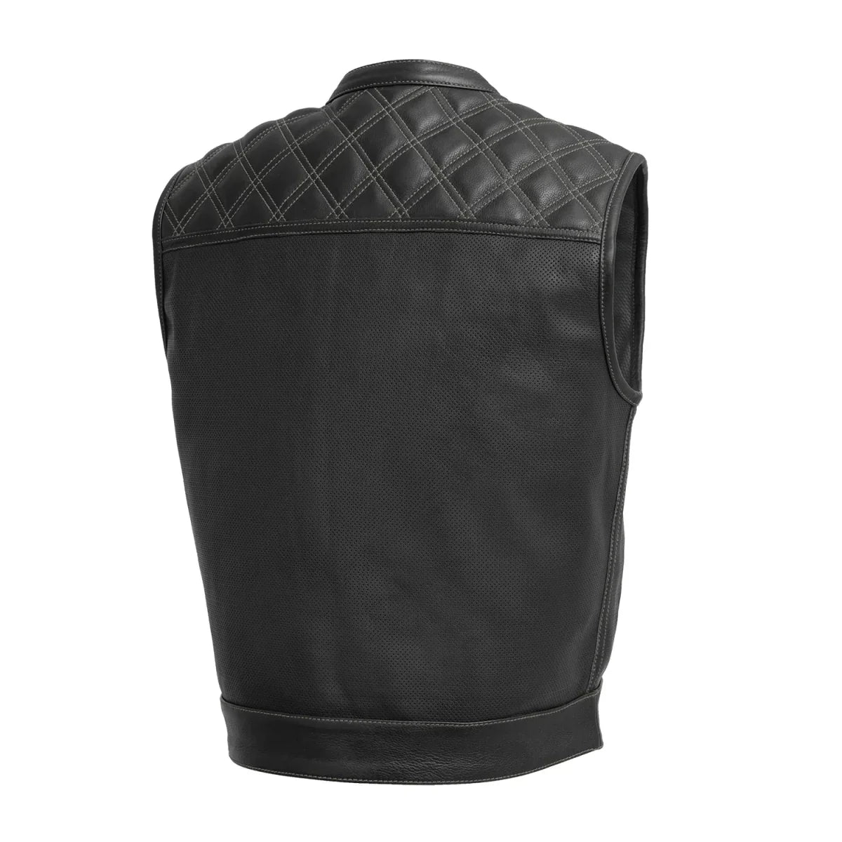 Tressivo-Upside Perforated Men's Club Style Leather Vest - Tressivo