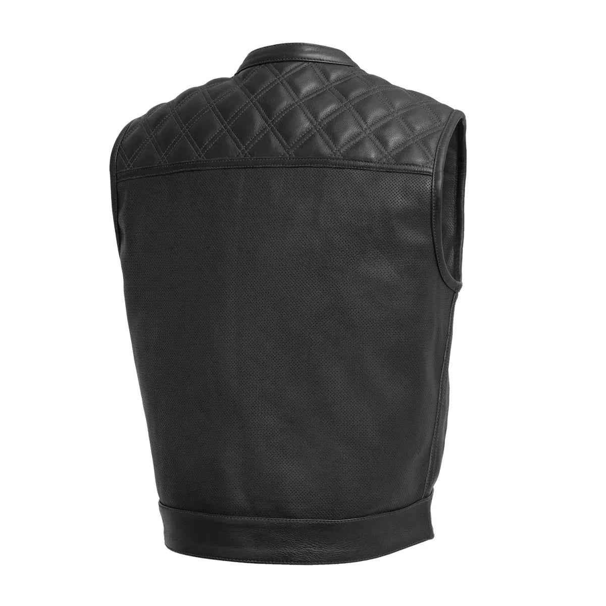 Tressivo-Upside Perforated Men's Club Style Leather Vest - Tressivo