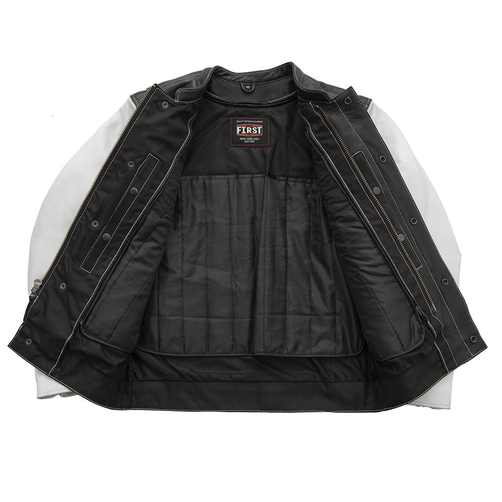 Tressivo-Vincent Men's Cafe Style Leather Jacket - Tressivo