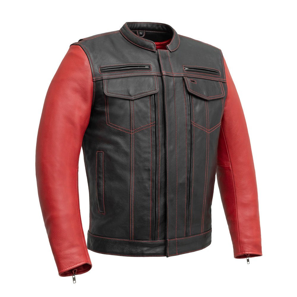 Tressivo-Vincent Men's Cafe Style Leather Jacket - Tressivo
