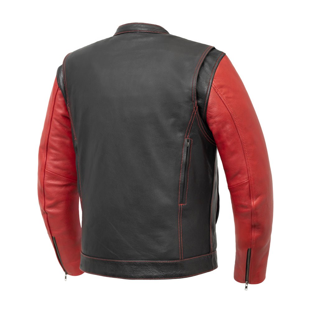 Tressivo-Vincent Men's Cafe Style Leather Jacket - Tressivo
