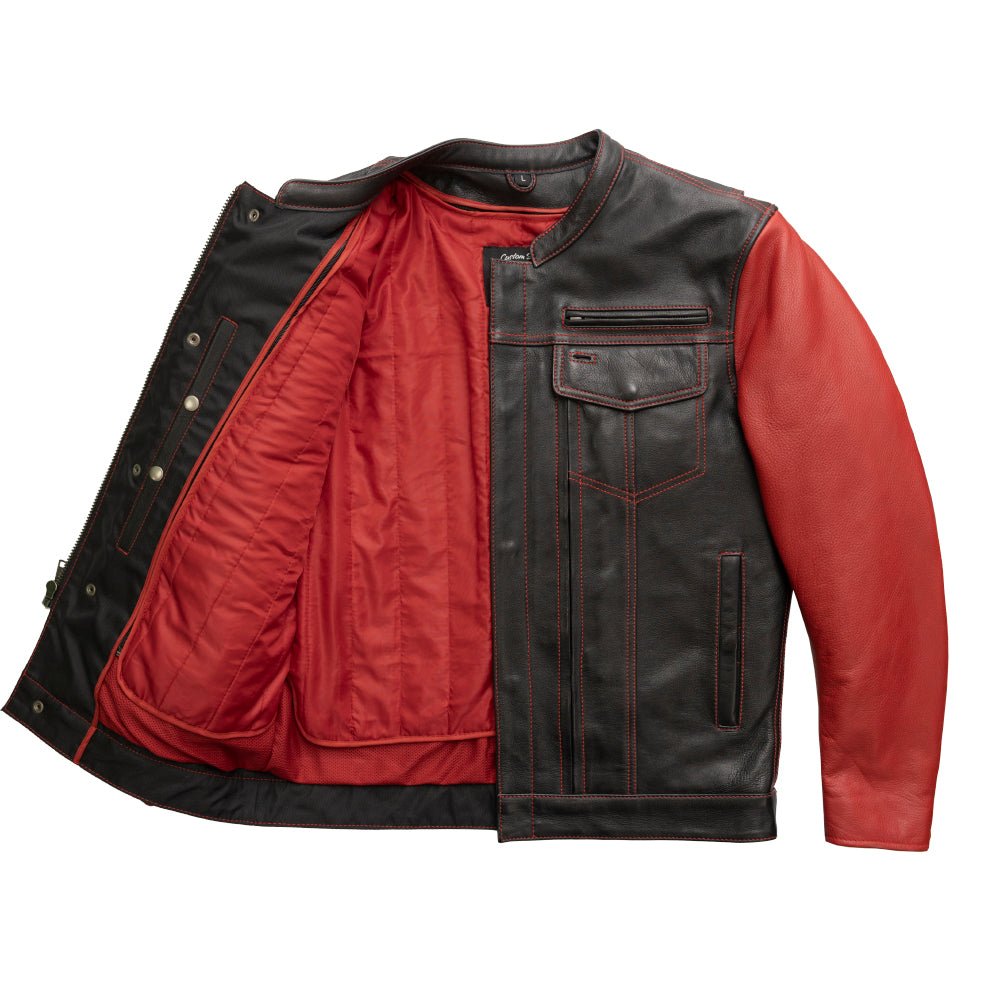 Tressivo-Vincent Men's Cafe Style Leather Jacket - Tressivo